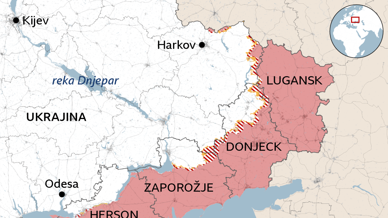 mapa ukrajine, mapa fronta u ukrajini