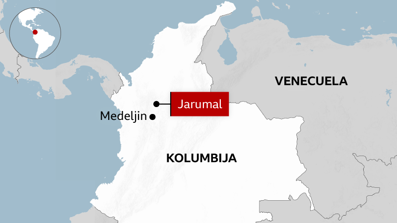 Mapa lokacija operacije u kojoj je spašeno 17 maloletnika u Kolumbiji