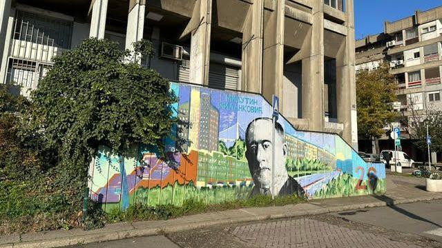 Mural posvećen Milutinu Milankoviću na Novom Beogradu