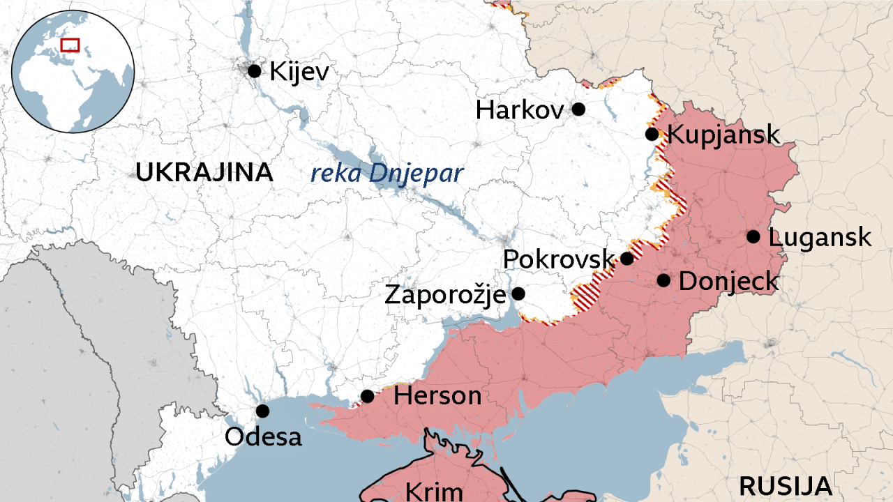 Mapa pokazuje koliko Rusija kontroliše ukrajinsku teritoriju