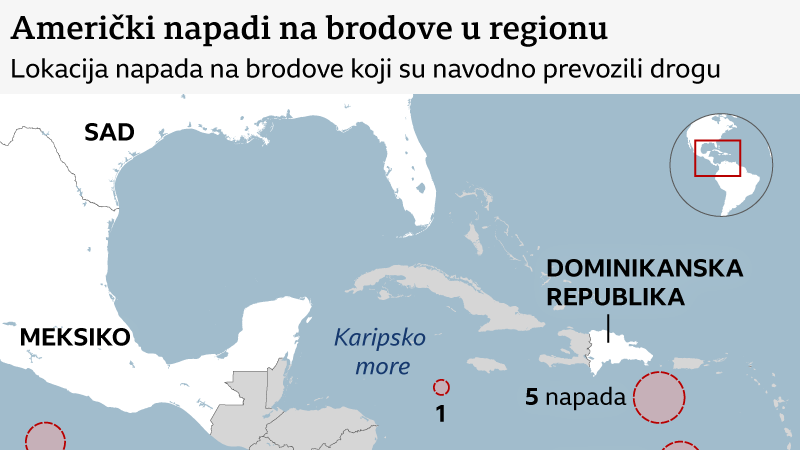 američki napade na brodove koji navodno prevoze drogu