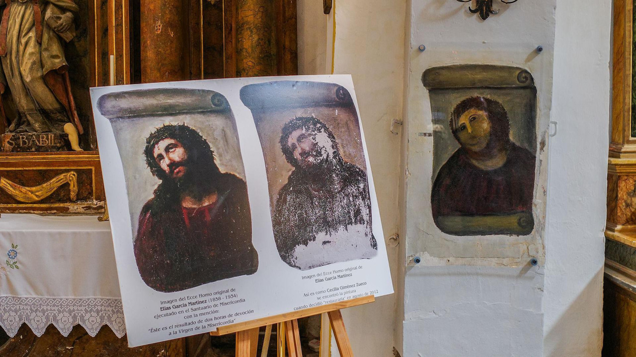 Borja, Spain - 17 April 2025: Ecce Homo at the Sanctuary of Mercy church, Borja, Aragon