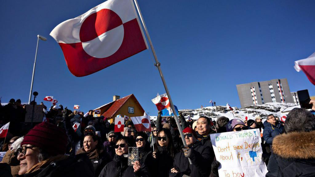 Protesti ispred američkog konzulata na Grenlandu u martu 2025.