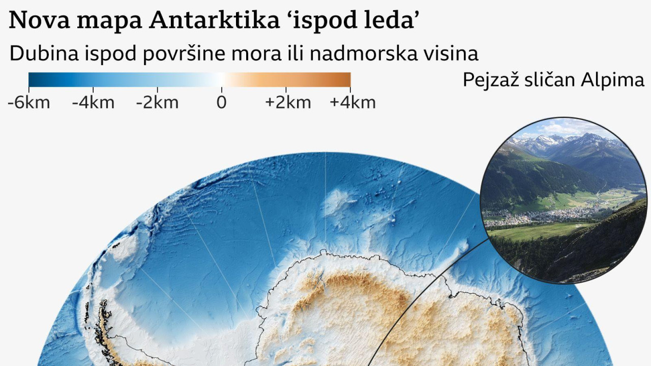 Mapa Antarktika ispod leda