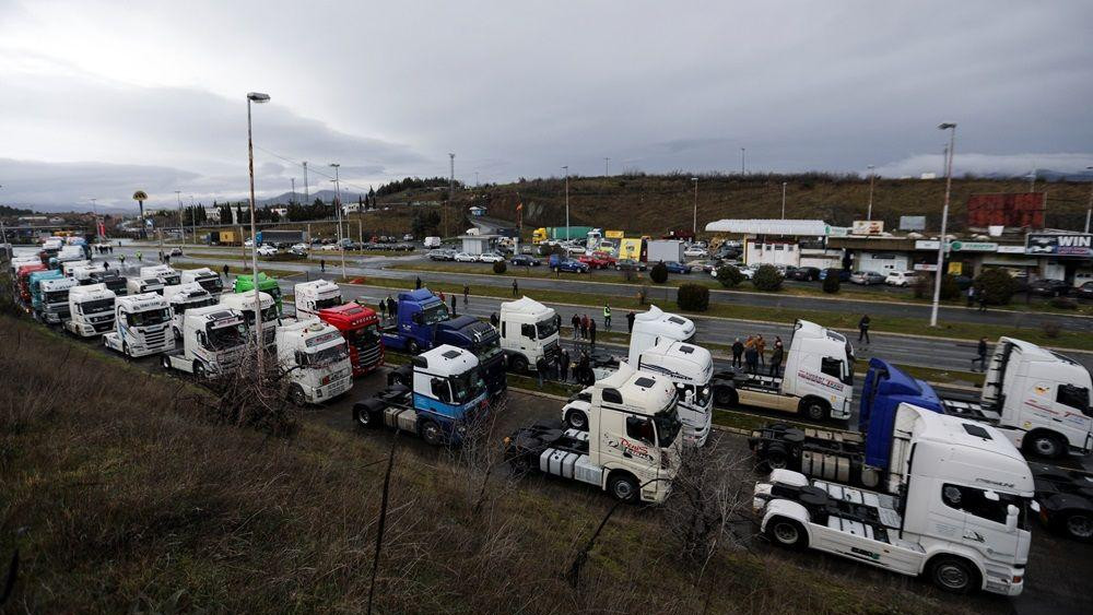 protest kamiondžija na graničnom prelazu severne makedonije i grčke