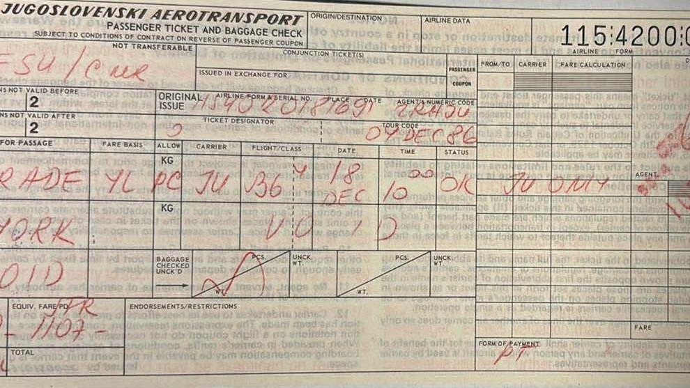 Klausova aviokarta  - lat JATa od Beograda do Njujorka