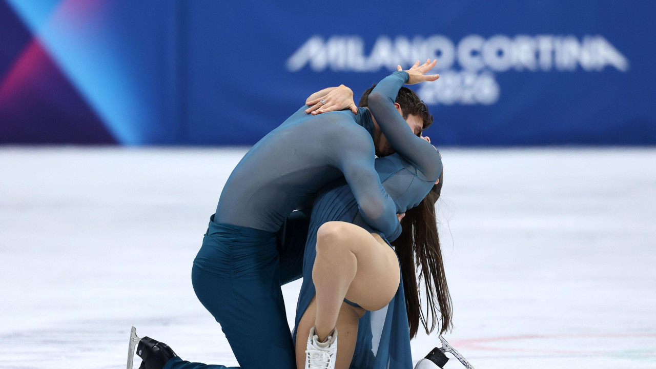Gijom Sizeron i Lorans Furnije Bodri olimpijski šampioni u umetničkom klizanju u parovima, umetničko klizanje, klizači, zimske olimpijske igre u italiji