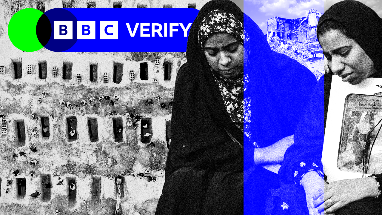 Grafika dve žene, drže fotografiju poginule devojčice i satelitski snimak iskopanih grobova