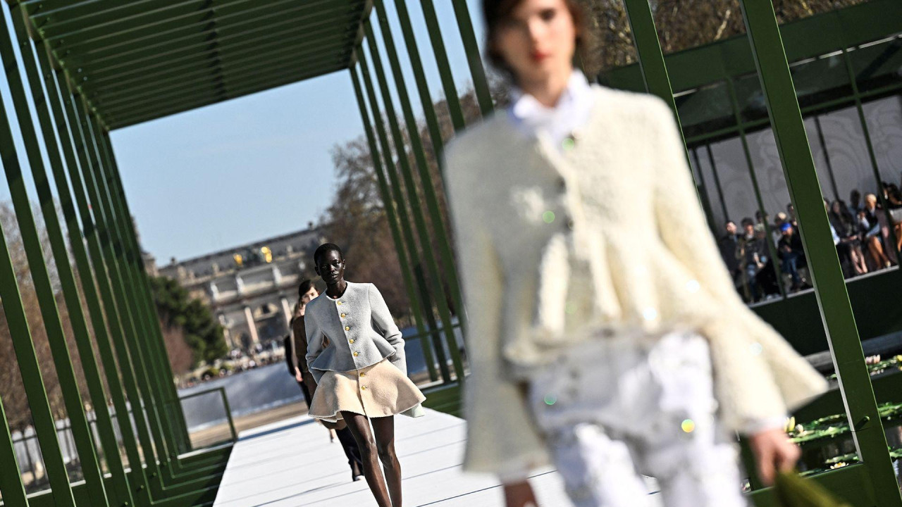 Models presents creations for Christian Dior for the Women's Ready to Wear Fall/Winter 2026-2027 collection fashion show as part of the Paris Women Fashion Week, in Paris, on March 3, 2026. 