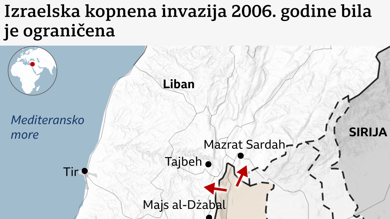 Mapa drugog libanskog rata 2006. godine