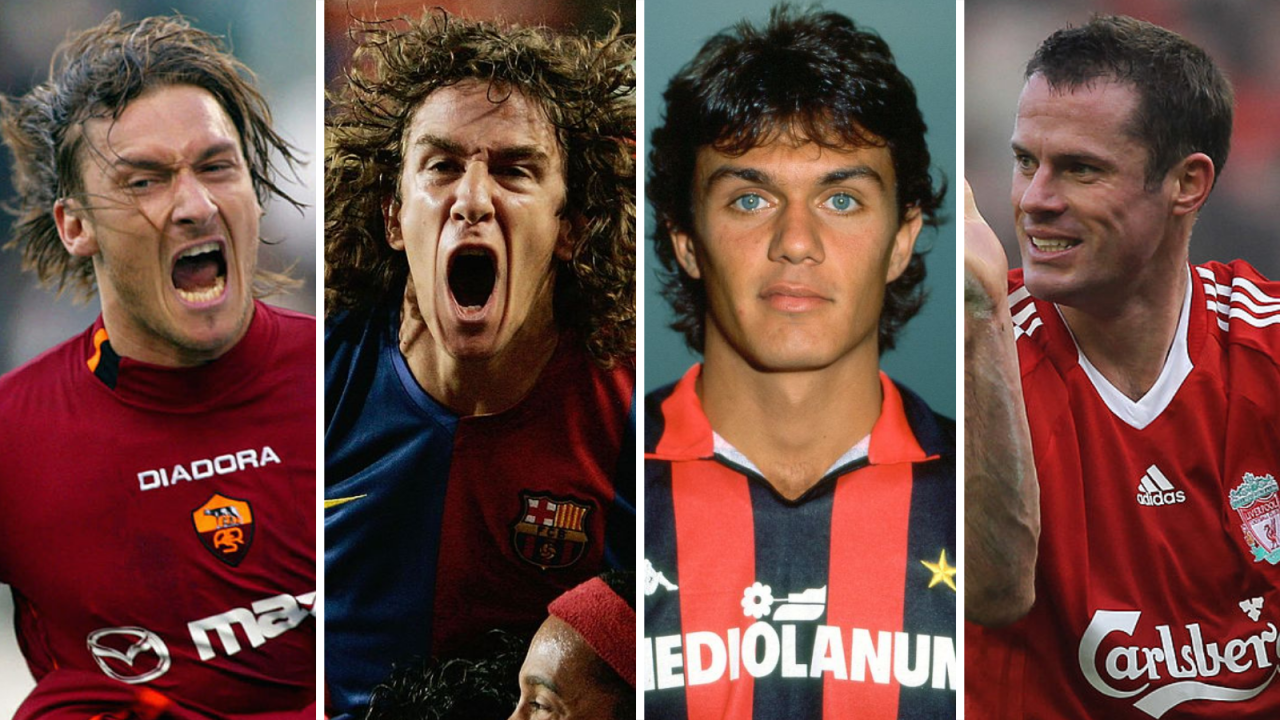 Totti, Puyol, Maldini, Carragher, Toti, Pujol, Maldini, Karager