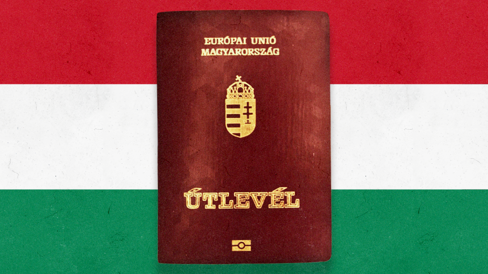 Madjarski pasoš i zastava Madjarske