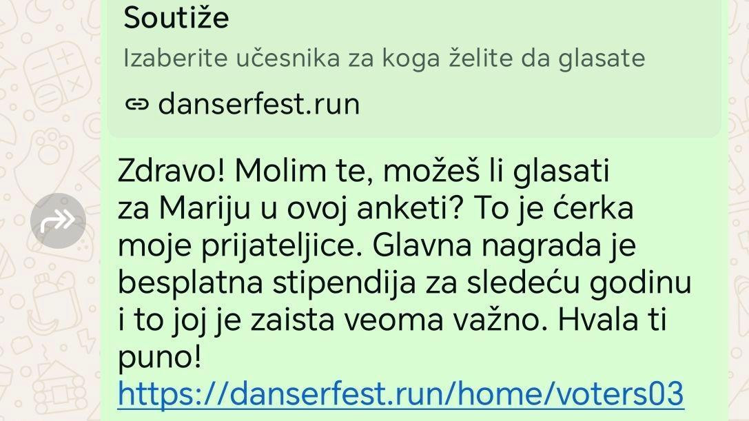 Poruka koja je kružila Beogradom