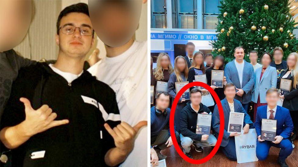 Fotografija prikazuje Jevgenija Ljukšina u teget dukserici sa belim odsjajem na levoj nadlaktici dok pozira sa prijateljima čija smo lica zamaglili. Pored ove fotografije je objavio Ribar, na kojoj je direktor organizacije Mihail Zvinčuk, a pozira sa velikom grupom mladih ljudi koji drže sertifikate i torbe na kojima piše „Ribar“. Na prednjem delu slike, Ljukšin je istaknut kako čuči, takođe držeći sertifikat. Iako je Ribar zamaglio svoje lice i lice ostalih mladih ljudi, njegova teget dukserica ima isti beli odsjaj na levoj nadlaktici kao na slici na društvenim mrežama. 