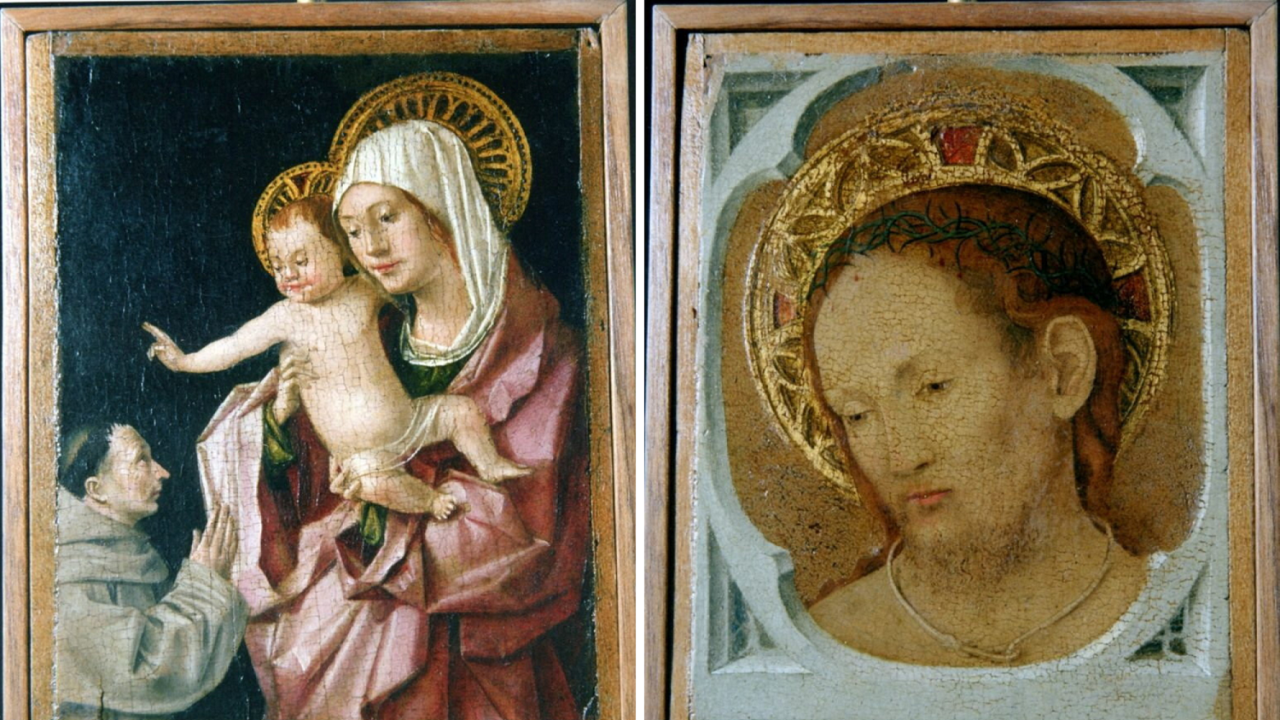 Dvostrano oslikani panel sa prikazima Bogorodice sa detetom i Hrista u Pijeti.