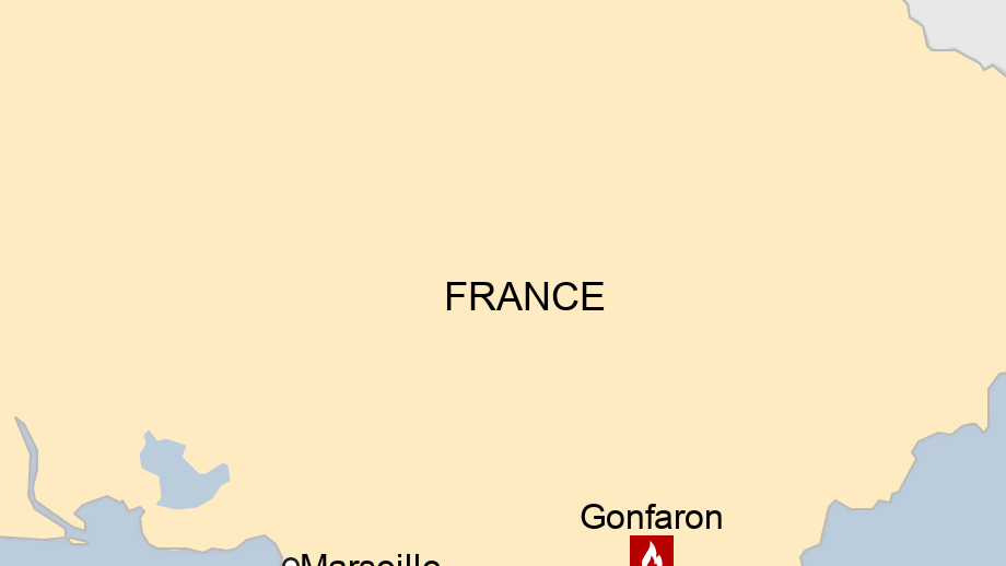 Map: A map showing where the wildfire broke out in southern France.