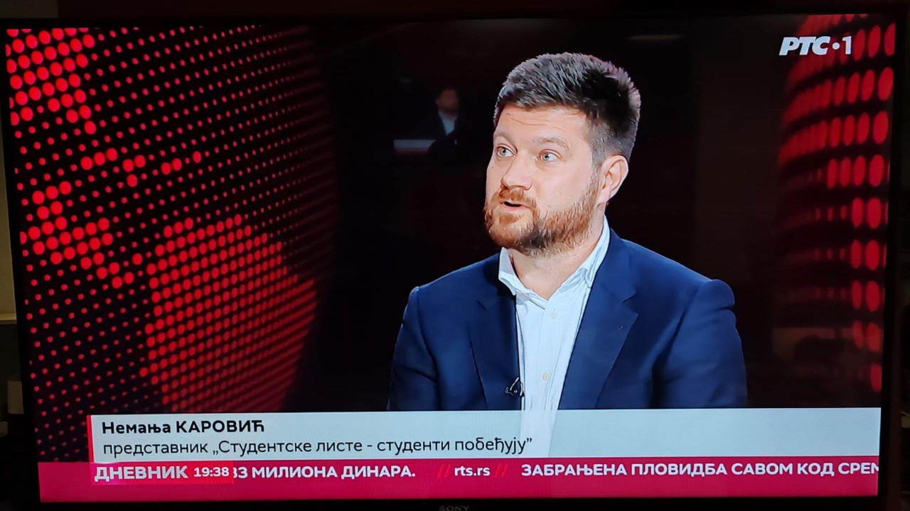 Nemanja Karović je bio glavni gost u Dnevniku, gde je govorio preko 10 minuta
