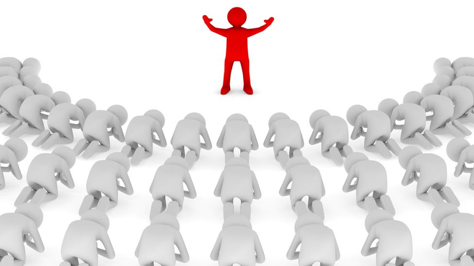 Illustration of a leader and worshippers