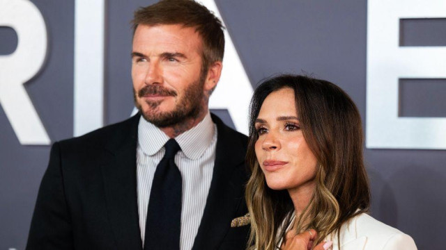 Victoria Beckham and David Beckham attend the "Victoria Beckham" World Premiere at the Curzon Mayfair on October 08, 2025 in London, England