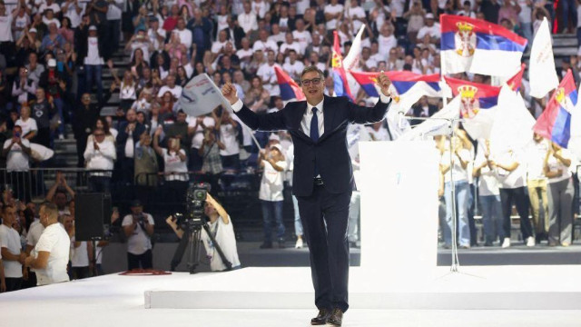 Vučić na predizbornom mitingu u Areni